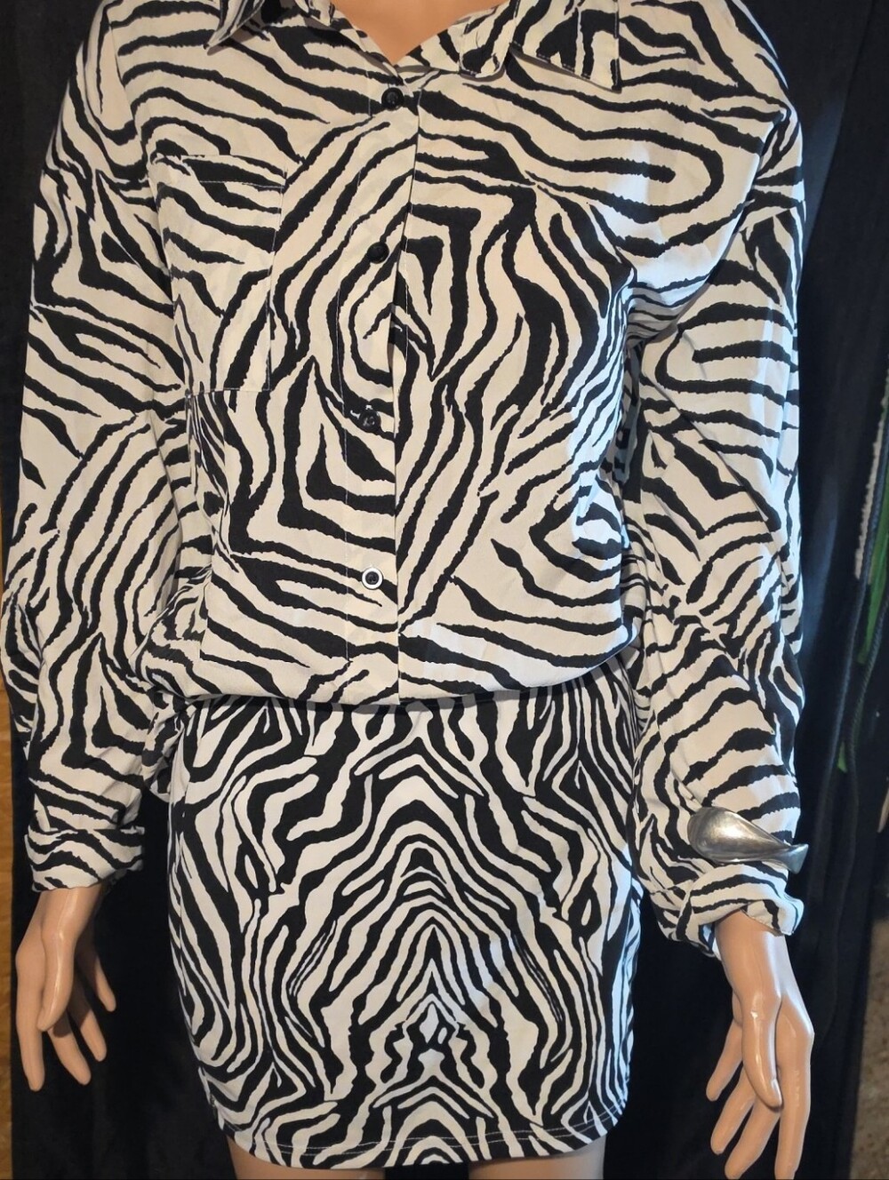 SHEIN Black & White Zebra Two-Piece Set
